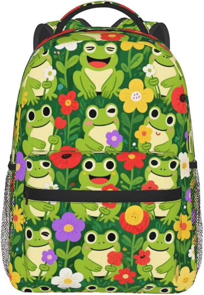 Casual Daypack Multipurpose Anti-Theft Large Capacity Carry On Bag, Frogs Green Colorful Casual Daypack Climbing Shoulder Bag With Padded Straps