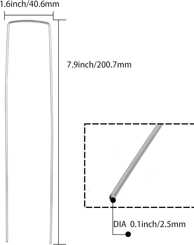 LANIAKEA Garden Stakes 8 Inch Metal Garden Staples 200 Pack Galvanized Landscape Pins Heavy Duty Landscape Stakes for Gardening Fence Landscape Ground Cover