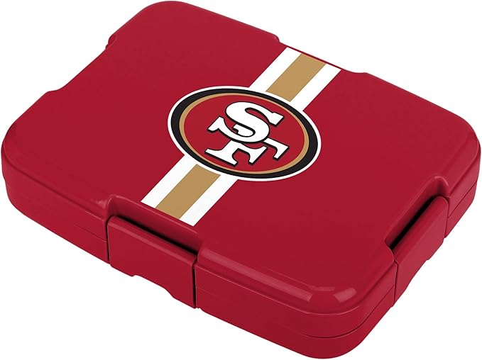 FOCO NFL Unisex-Adult Officially Licensed Team Color Stripe Primary Logo Football Leak Proof 5 Compartment Bento Lunch Box - San Francisco 49ers