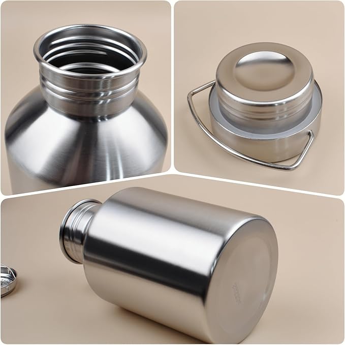 68OZ Stainless Steel Water Bottle with Handle Big Water Bottle for Men Single Wall Thickened Metal Bottle,Leak Proof and Anti Drop Large Capacity Hot Water Kettle for Sports,Camping&Hiking