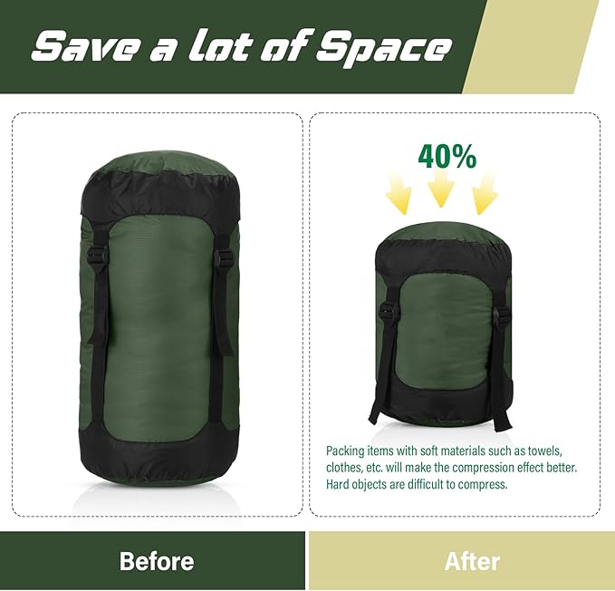 5 Pcs Compression Sacks for Backpacking 20L Camping Sleeping Bag Stuff Sacks for Backpacking Water Resistant Sleeping Bag Storage Sack for Space Saving Hiking Gear