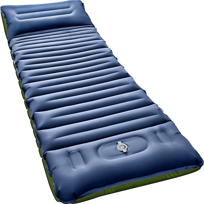 Sleeping Pad, Ultralight Inflatable Sleeping Pad for Camping with Pillow & Pump, Air Mattress Super Portable, Great for Camping Gear, Hiking, Side or Lounging Sleeper (Blue)