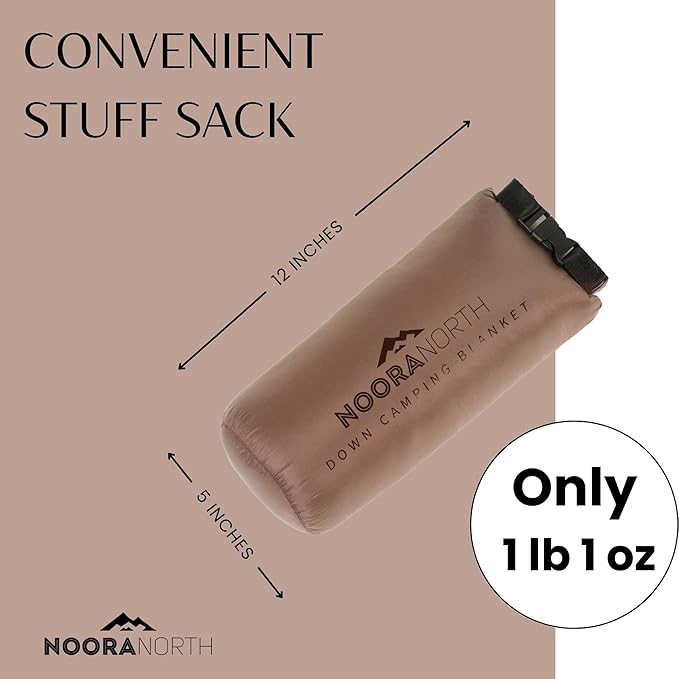 Down Camping Blanket with Footbox – Lightweight, Packable, Water Resistant Backpacking Quilt & Warm Puffy Compact Outdoor Throw – 52x77 with Stuff Sack for Stadium, Hiking & Travel