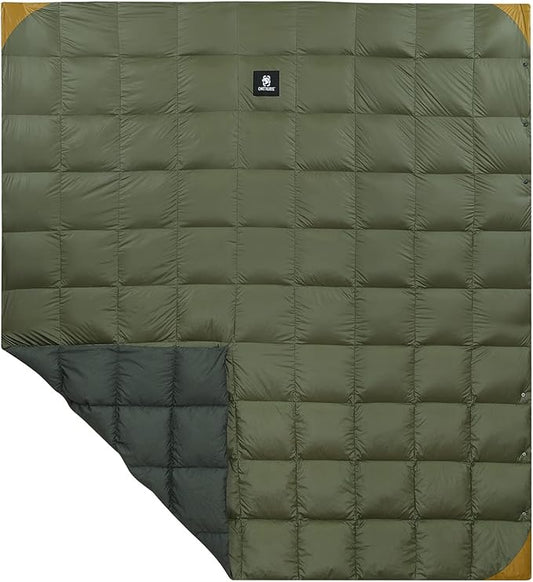 ONETIGRIS Down Camping Blanket 2 Person -Warm, Lightweight, Packable, Puffy Outdoor Travelling Blanket for Cold Weather Backpacking Hiking Stadium Gardening Beach Picnic Quilt