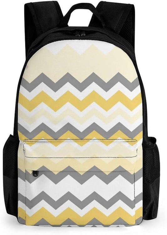 Lightweight Backpack for Gym Travel Bicycle, Big Capacity Multipurpose Anti-Theft Carry On Bag, Yellow Grey Gray Travel Hiking Bag Day Pack
