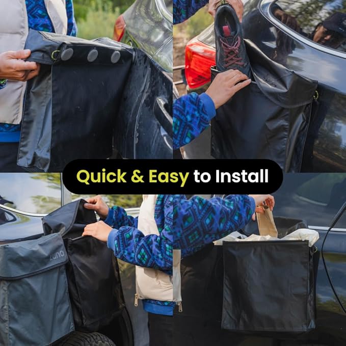 LUNO Magnetic Black Gear and Shoe Storage Bag - Water Resistant, Magnetic Attachment