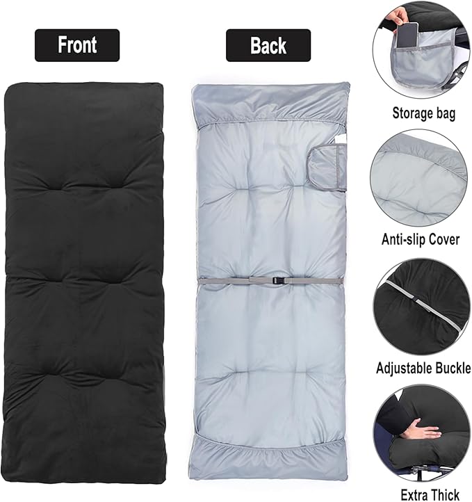 Sleeping Cot Pads (75" x 28") with Elastic Straps Portable for Outdoor & Hiking, Cotton Soft Thick Camping Cot Pad,Waterproof