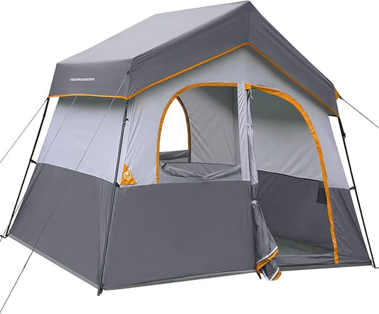 HIKERGARDEN 6-8 Person Camping Tent - Portable Family Cabin Tent for Camp, Windproof Fabric Camp Tent Outdoor for Hiking, Backpacking, Traveling