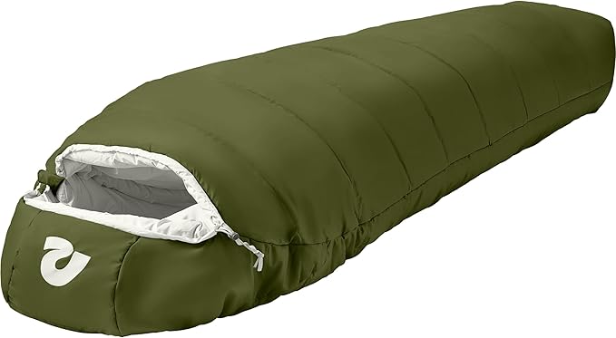 Retrospec Dream Mummy Sleeping Bag - 30°F Camping & Travel Essential Gear with Water - Resistant Shell & Synthetic Fill - Zippered Pocket & Stuff Sack