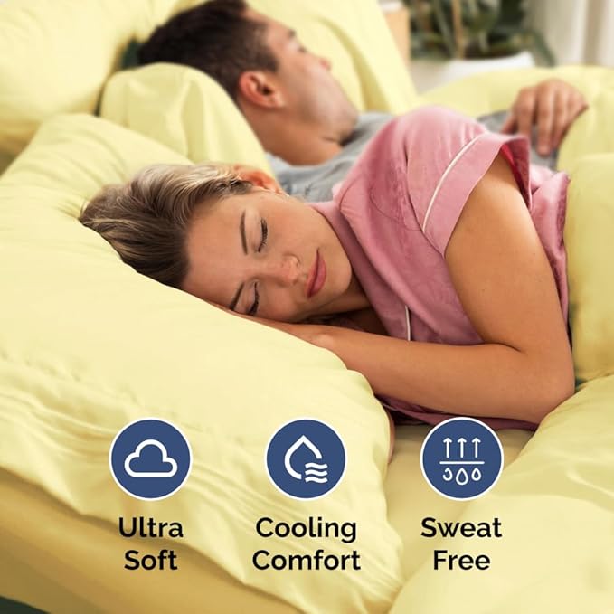 Full XL Bed Sheet - 4 Piece Full XL Bed Sheets Set - Soft, Breathable & Cooling - Hotel Luxury Bedding for Women, Men, Kids, Teens, Boys & Girls - Deep Pockets, Comfy, Fade and Wrinkle Free - Yellow