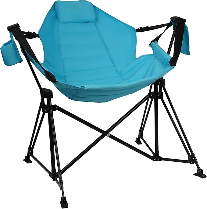 Hammock Camping Chair Folding 350lbs Foldable Portable Rocking Chairs for Adults Outside Swinging Camp with Stand Lawn Garden Hanging Outdoor