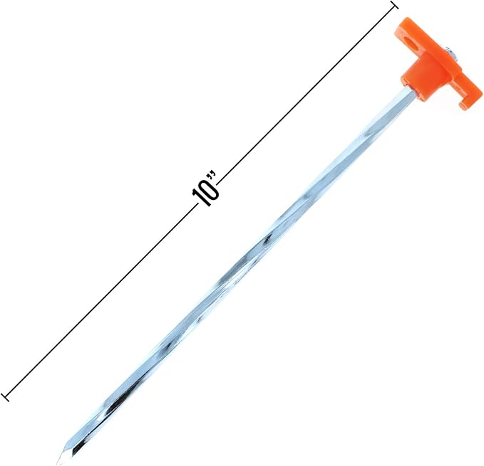10-Piece Galvanized Steel Tent Pegs - Orange Garden Stakes