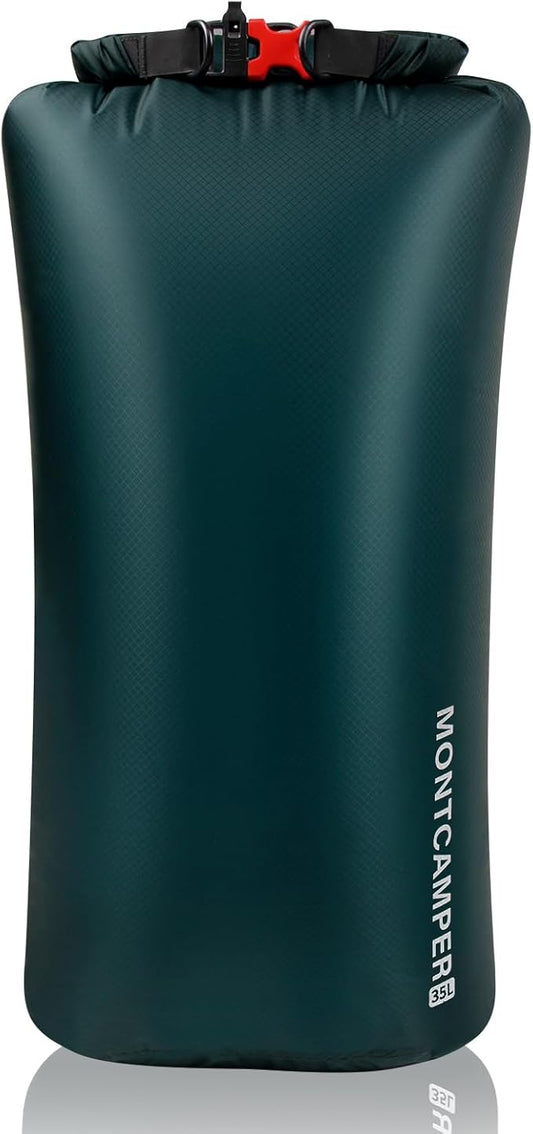 CORDURA Waterproof Dry Bag 35L – Heavy Duty IPX6 Roll Top Sack with Survival Whistle for Kayaking, Camping, Boating, Beach – Lightweight Dry Backpack (Dark Green)