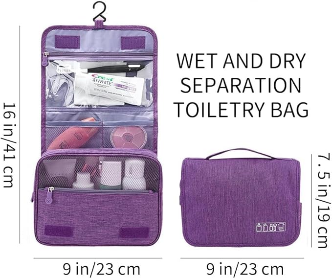 Sechunk Toiletry Bag Water-Resistant Makeup Cosmetic Bag Travel Organizer for Accessories Travel Bag with Hanging Hook