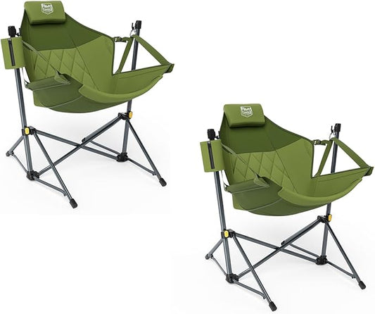 TIMBER RIDGE Hammock Camping Chair with Adjustable Backrest, Heavy Duty Folding Hammock Chair Supports 300lbs, Portable Hammock Chair for Camping, Travelling and Patio, Green 2 Pack