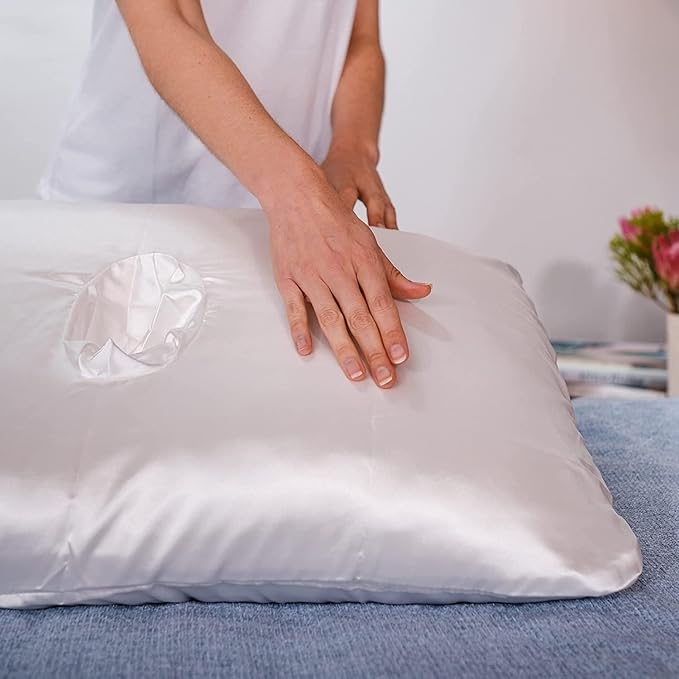 Satin Pillowcase - Compatible with The Pillow with an Ear Hole - Soft & Cool Satin Pillowcase with Hidden Zipper - Pillow Sold Separately (Set of 1, White)