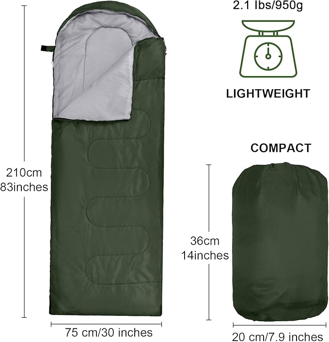 Tudomro 16 Pack Winter Camping Sleeping Bags Bulk Adults 4 Season Warm Cold Weather Lightweight Waterproof Compact Backpacking Sleeping Bag for Travel Hiking