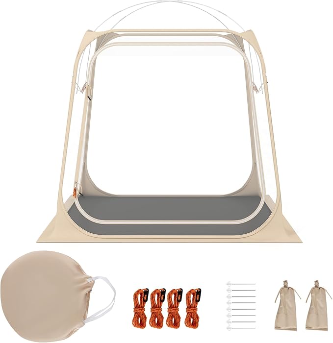 Goplus All Weather Pod Sports Tent for 2-4 People, 7 x 7 FT Easy Setup Clear Bubble Tent with Floor Mat, Camping Sun Shelter for Fishing, Portable Outdoor Screen House with Carrying Bag
