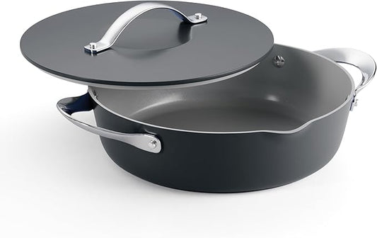 Tramontina Fiora 4.25-Quart Multipurpose Ceramic Non Stick Cooking Pan with Lid, Gray