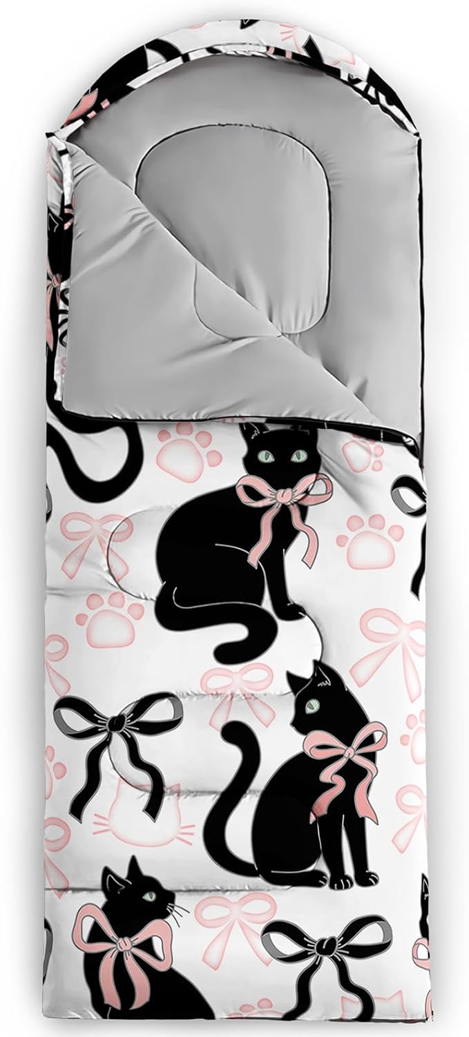 AILONEN Kawaii Puppy Sleeping Bag for Kids Boys Girls,Warm and Cool Weather,Lightweight,Waterproof Backpacking,Cartoon Cute Dog & Duck Animal Themed Blue Sleeping Bag for Camping