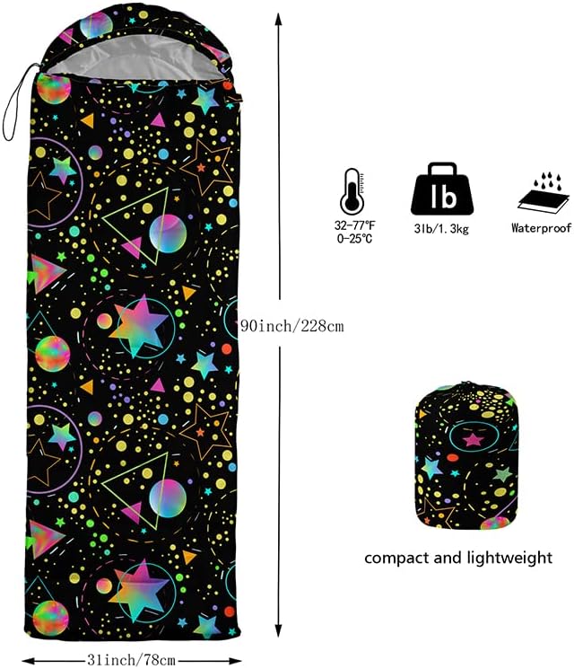 Kids Sleeping Bag for Boys and Girls,Mixed Color Star Dot-Lightweight Warm Portable Outdoor Indoor-Waterproof Cold Weather Resistant Sleeping Bag for Camping Hiking