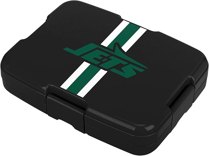 FOCO NFL Unisex-Adult Officially Licensed Team Color Stripe Primary Logo Football Leak Proof 5 Compartment Bento Lunch Box - New York Jets