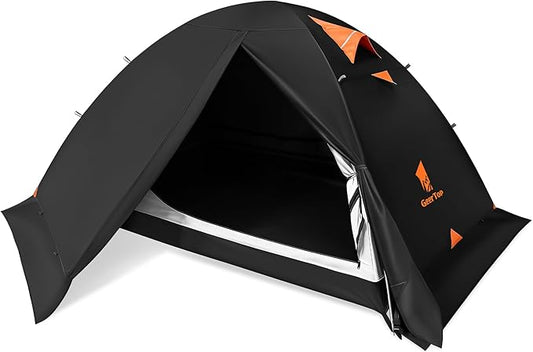 GEERTOP 2 Person 4 Season Blackout Camping Tent - Sleep in Darkroom, Waterproof Rainfly, Snow Skirt, Lightweight Aluminum Pole, Easy Setup for Hiking, Mountaineering, Family Camp