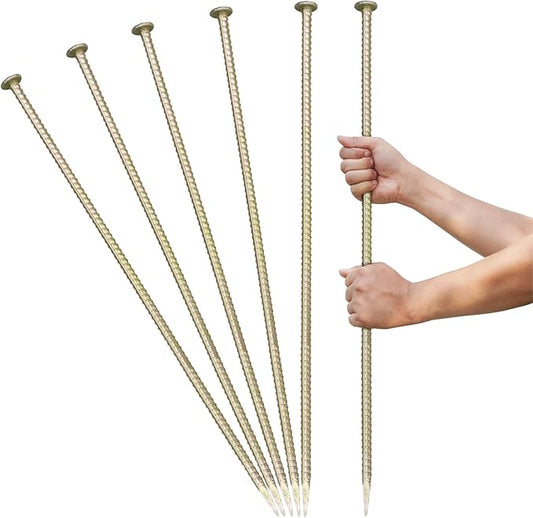 30 Inch Long Rebar Stakes - 9/16 Inch Diameter Heavy Duty Asphalt Anchors, Galvanized Steel Ground Spikes for Speed Bump, Wheel Stop, Tent and More (10 Counts)