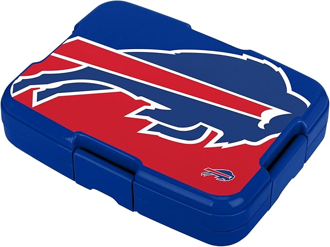 FOCO NFL Unisex-Adult Officially Licensed 2-Tone Big Logo Team Color Football Leak Proof 5 Compartment Bento Lunch Box - Buffalo Bills