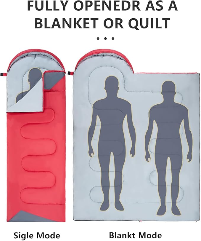 Sleeping Bags for Adults Cold Weather - 20 Degree Big&Tall Size Backpacking Lightweight Waterproof for Girls Boys Mens Teen Women for Camping Hiking Outdoor Travel Hunting with Compression Bags