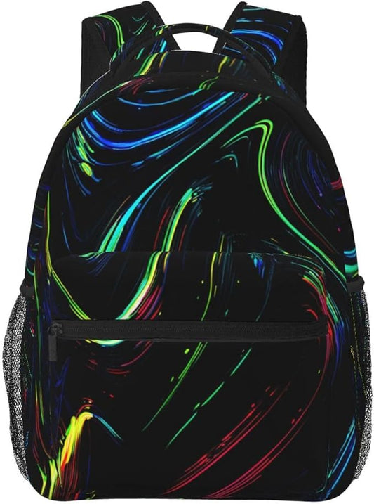 Lightweight Rucksacks for Climbing Outdoors Walking Cycling, Large Capacity Anti-Theft Multipurpose Carry On Bag, Abstract Color Pattern Camping Outdoor Backpack