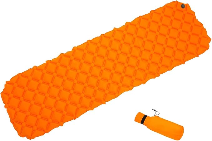 Ultralight Waterproof Inflatable Sleeping Pad with Storage Bag – 75.6”L×22.8”W×1.98”Th Single Air Mattress for Camping/Backpacking/Hiking/Traveling (Orange, Single)