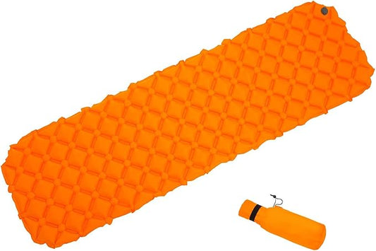 Ultralight Waterproof Inflatable Sleeping Pad with Storage Bag – 75.6”L×22.8”W×1.98”Th Single Air Mattress for Camping/Backpacking/Hiking/Traveling (Orange, Single)