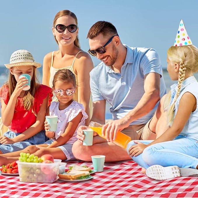 Large Picnic Blankets,80x60in Beach Blanket Sandproof Beach Mat for 3-5 Adults Waterproof Quick Drying Outdoor Picnic Mat for Travel Camping Hiking(Red Plaids)