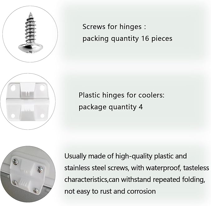 Cooler Plastic Replacement Hinges for Coleman Coolers 5253 6262 6270,for Rubbermaid Cooler Hinges,with Screws Set (4pack)