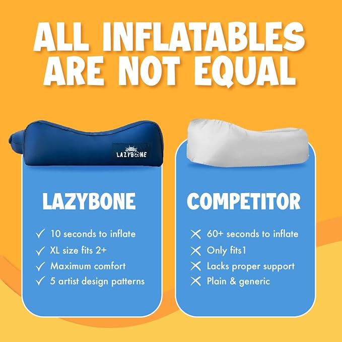 Chillbo Lazybone Inflatable Couch - Ultimate Inflatable Lounger for Maximum Chill - The Perfect Blow Up Couch for Music Festivals Or Inflatable Lounger for Camping