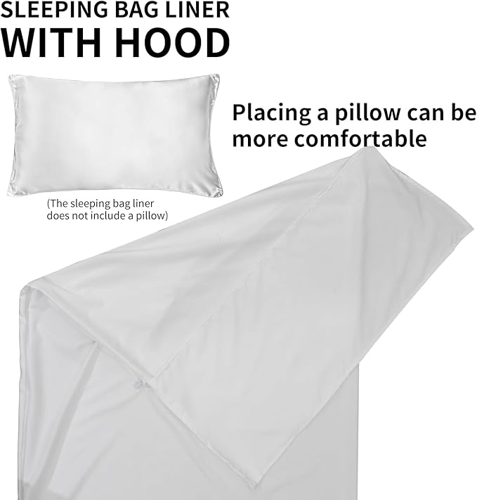 Mountainlodge Sleeping Bag Liner for Warm Weather Seasons with Carry Bag - Protable,Lightweight and Skin-Friendly Sleeping Bag for Camping,Hiking and Backpacking.