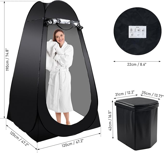 Portable Camping Toilet Kit for Adults, Pop up Privacy Tent, X Large Folding Toilet Potty with Camping Tent, Outdoor Instant Shower Tent Camp Toilet Changing Dressing Room