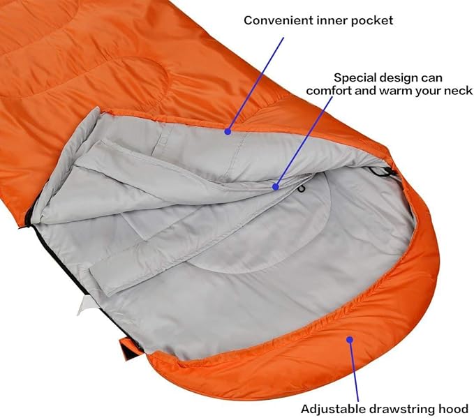 3-4 Season Sleeping Bag for Adults & Kids, Lightweight Warm Cold Weather Camping Bag with Waterproof Compression Sack – Portable for Hiking, Backpacking, Traveling & Outdoor Adventures