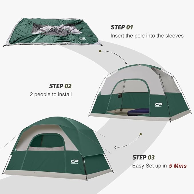 Tents for Camping 6 Person Tent Waterproof Windproof Double Layer Family Camping Tent, Easy Setup Dome Tent with Large Mesh Windows & Wider Door for Outdoor Camping & Hiking