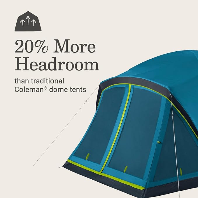 Coleman Skydome Dark Room Camping Tent with Screen Porch & 5-Minute Setup, Weatherproof 4/6 Person Tent Blocks 90% of Sunlight, Rainfly & Carry Bag Included, Made of PFAS-Free Materials