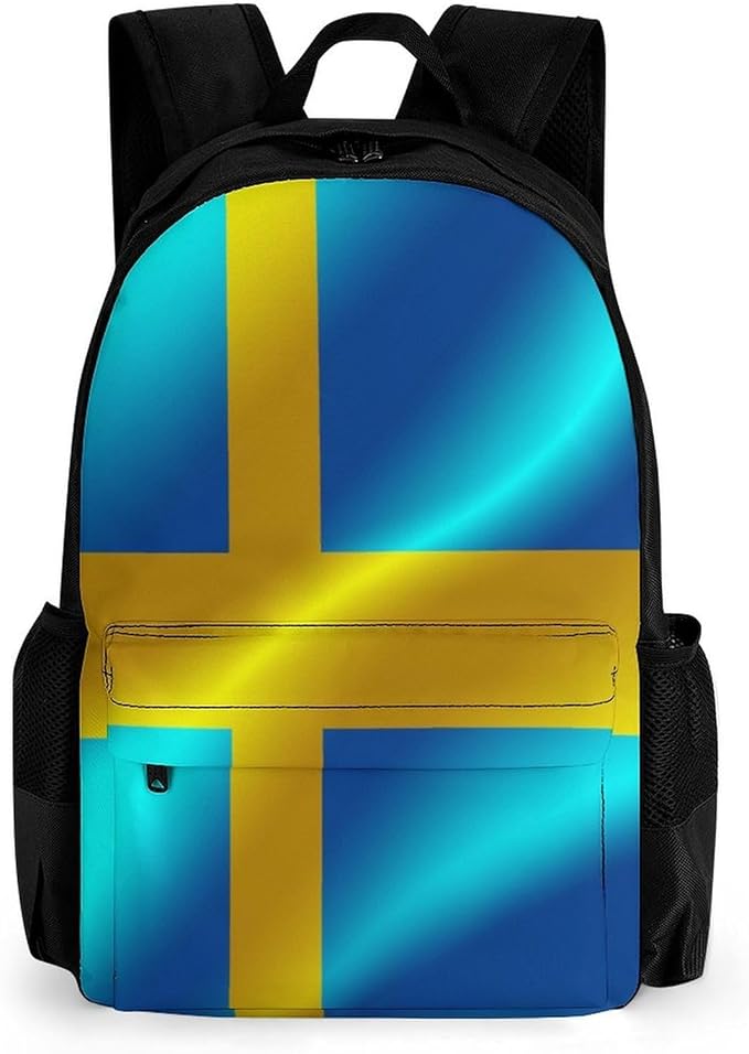 Men Women Lightweight Flag Of Sweden Casual Daypack Large Capacity Bookbag With Adjustable Shoulder Straps for Gym Business Bicycle