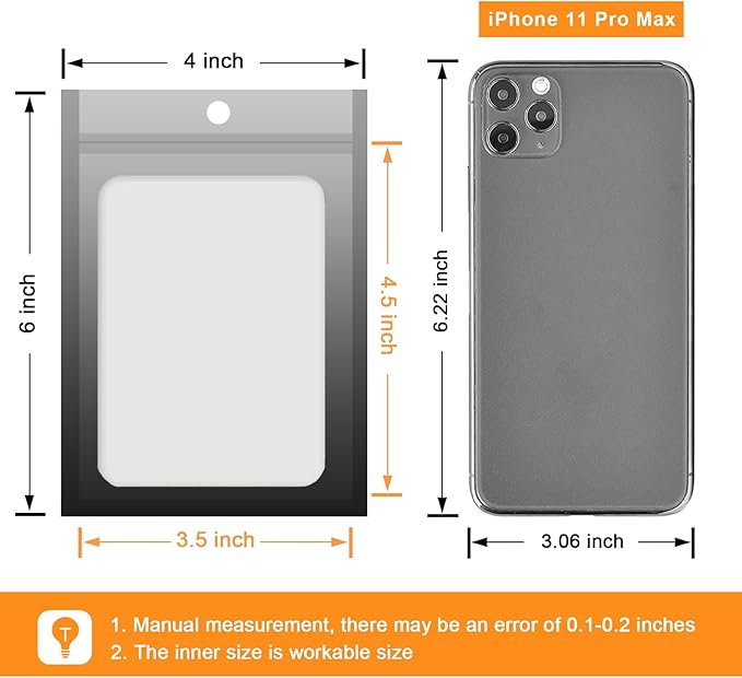 100 Pcs Resealable Mylar Bags, Gradient Color Food Storage Bags, Zip Bag Foil Bags Packaging Pouch for Food Storage, Sample, Small Business (Grey Black, 4 X 6 Inch)