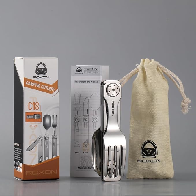 ROXON C1 3 IN 1 Camping Utensils Detachable Cutlery Knife Spoon Fork for Outdoor Camping Hiking