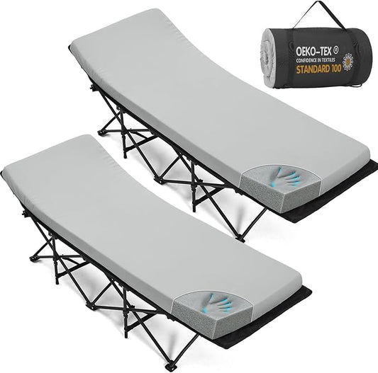CYMULA Camping Cot Mattress 3in Memory Foam Sleeping Pad,Soft Warm Non-Slip Camping Mattress Topper with Retaining for Adults,Portable Roll up Pad for Travel