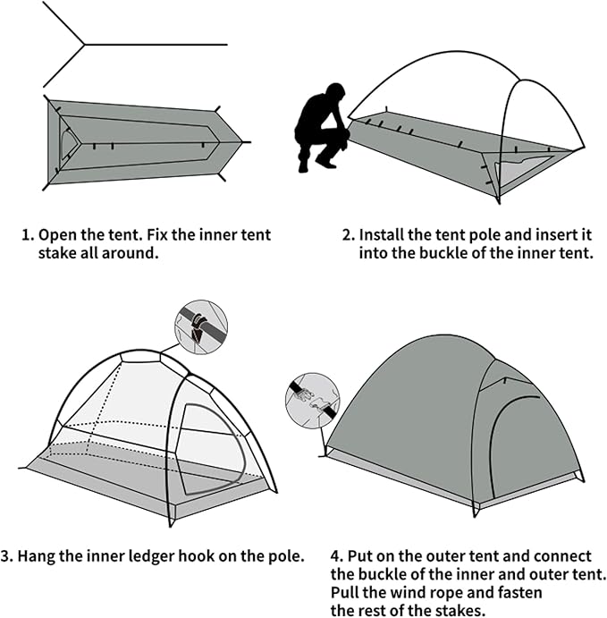 1 Person Tent Lightweight Double Layer Professional Instant Ultralight Tent for Camping