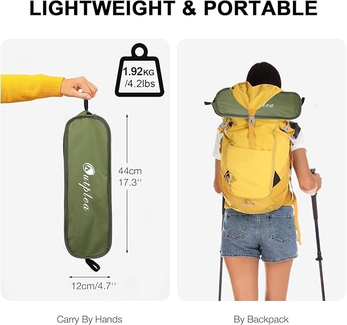 High Back Beach Chair for Adults, Lightweight Compact Backpacking Camp Chair for Outdoor, Green