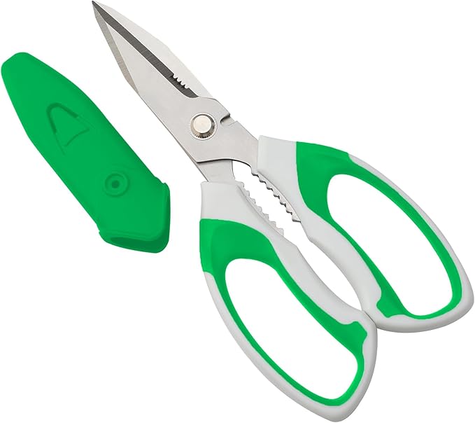 Utility Scissors Heavy Duty: sharp Scissors All Purpose heavy duty, Easy Cutting Carpet, Cardboard, Wires, Leather, Fabric（8'' Green）