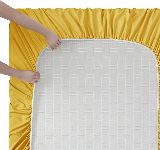 Clara Clark Full Sheets, 6 Piece Set - Hotel Luxury Bed Sheets, Super Soft Bedding Set, Full Size, Yellow