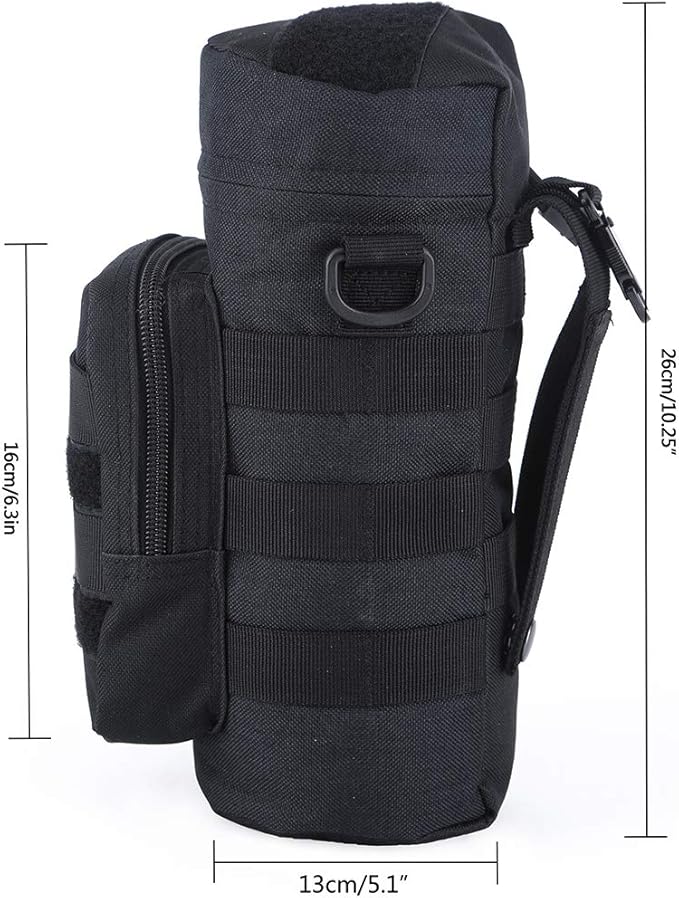 Molle Water Bottle Holder, Tactical Water Bottle Pouches for Backpack with D-Ring Hook